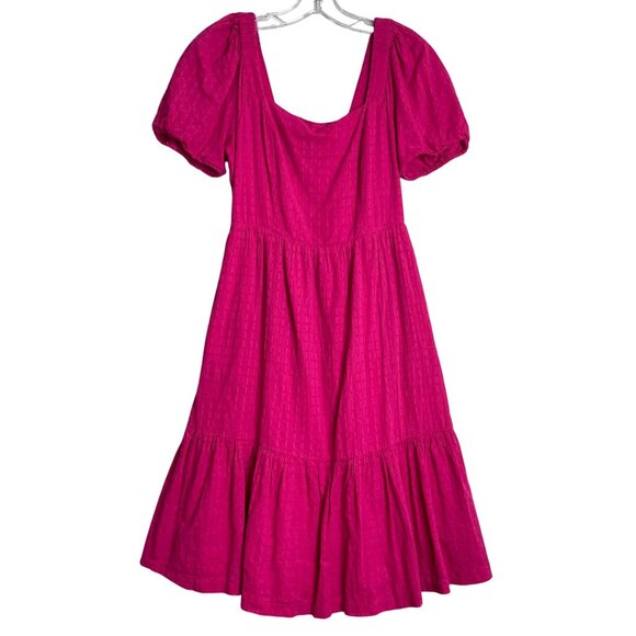 Draper James Dresses & Skirts - Draper James Puff Sleeve Midi Dress Womens S Pink Square Neck A Line Preppy